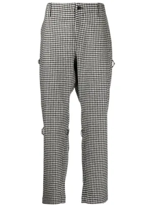 Houndstooth Rear-Zip Tapered Trousers cheap bottoms online shop