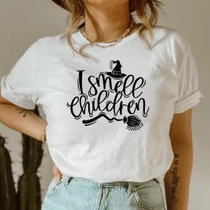 I Smell Children Halloween White T-Shirt mum blouses clearance