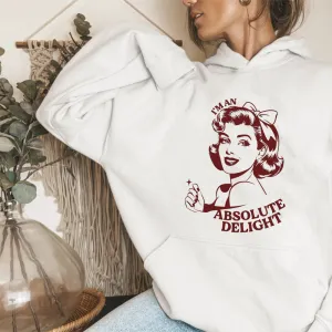 I'm an Absolute Delight Retro Hoodie mum jeans promo