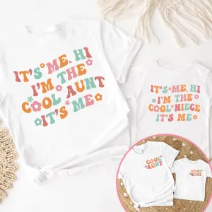 I'm The Cool Aunt & Niece Matching Front & Back Graphic White T-shirt Auntie Clothing - auntie fashion outlet