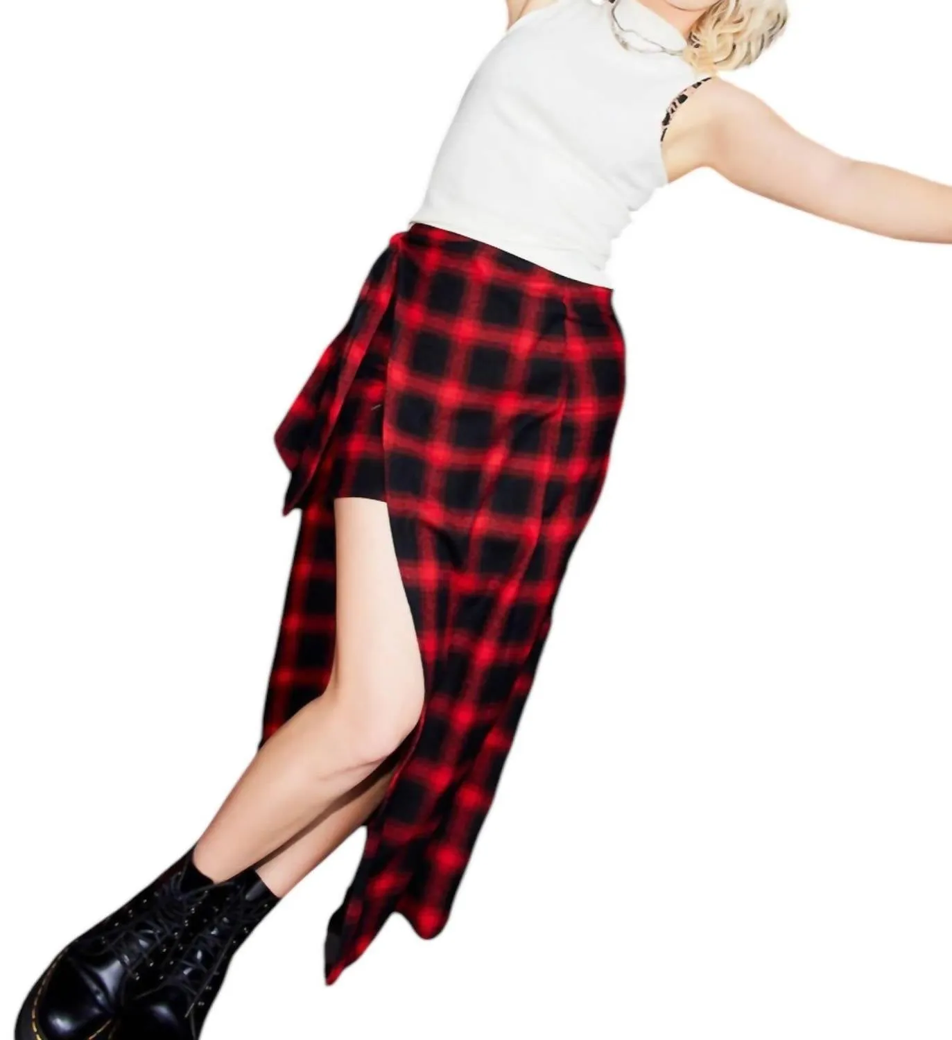 Jet Wrap Skirt In Sunset Plaid