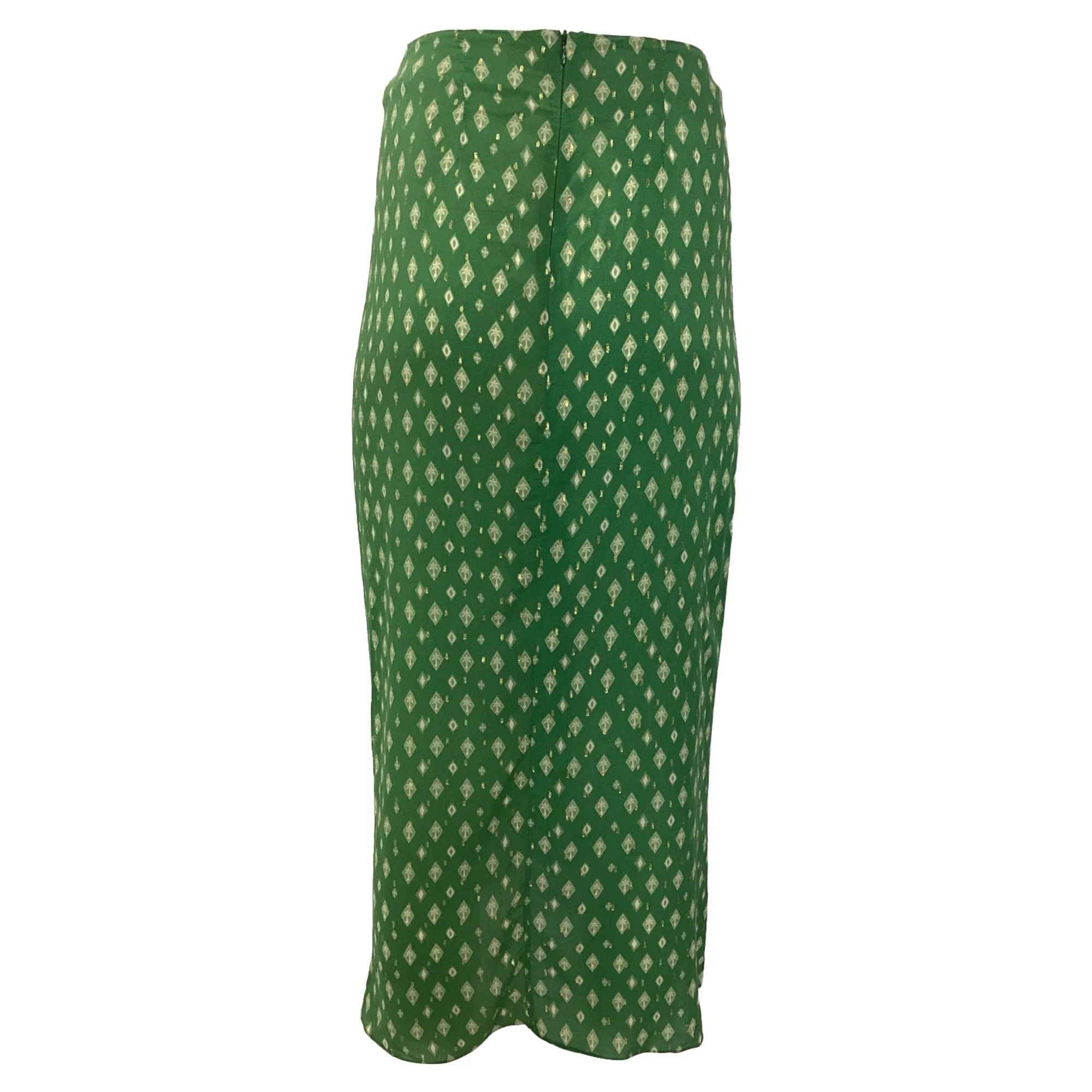 Johanna Ortiz Merecumb Print Faux Wrap Maxi Skirt in Green Viscose