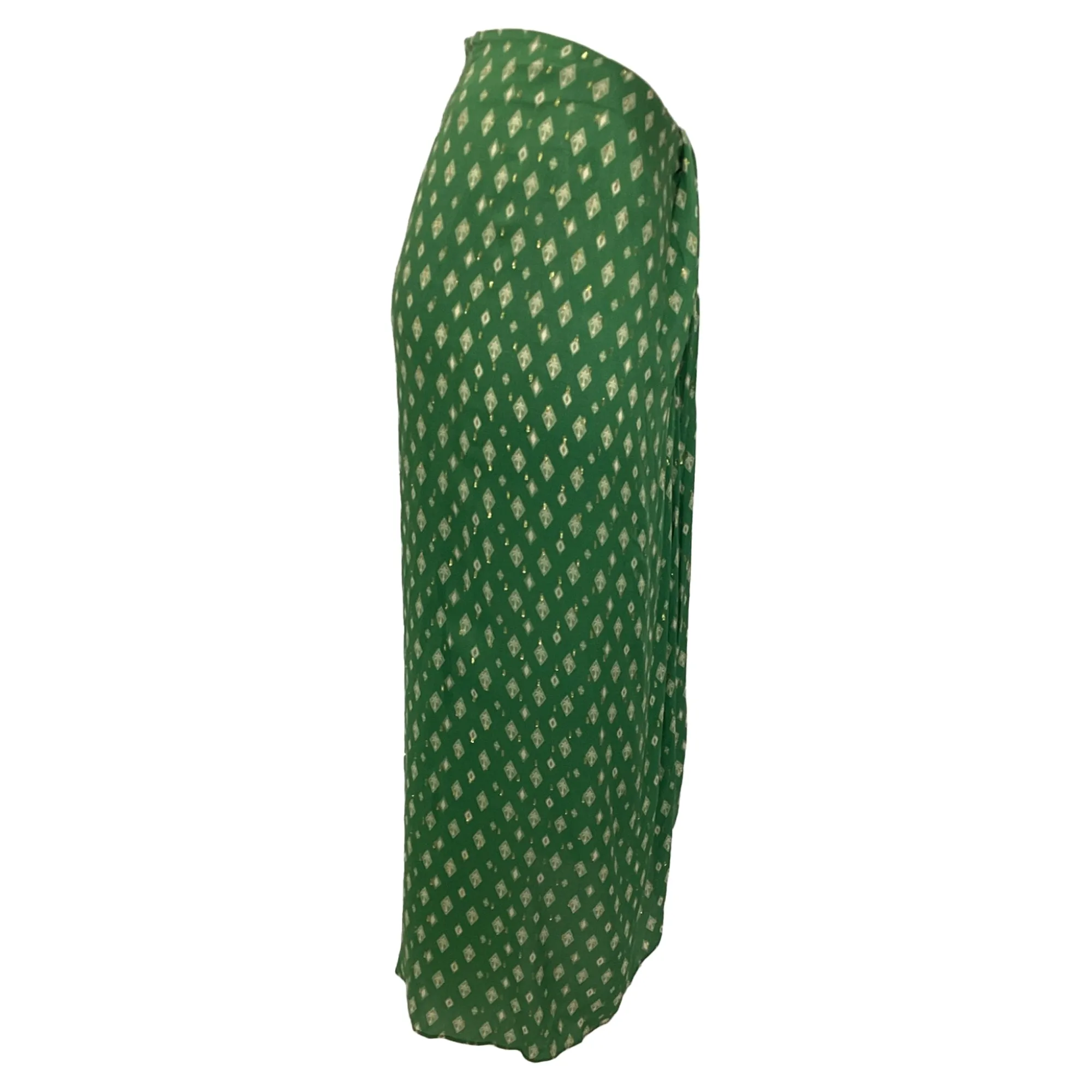 Johanna Ortiz Merecumb Print Faux Wrap Maxi Skirt in Green Viscose
