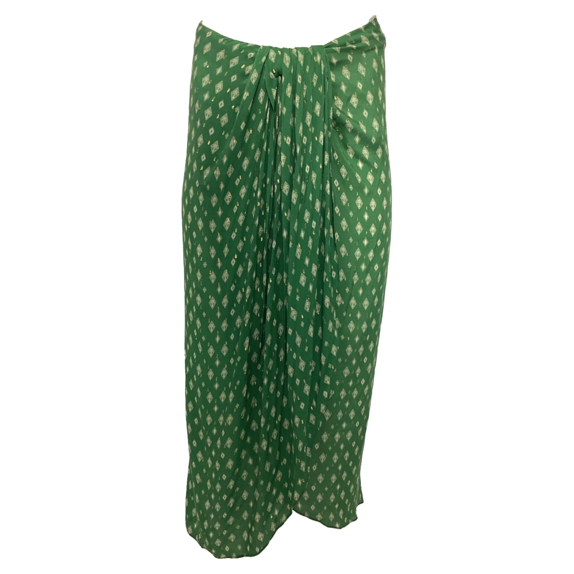 Johanna Ortiz Merecumb Print Faux Wrap Maxi Skirt in Green Viscose