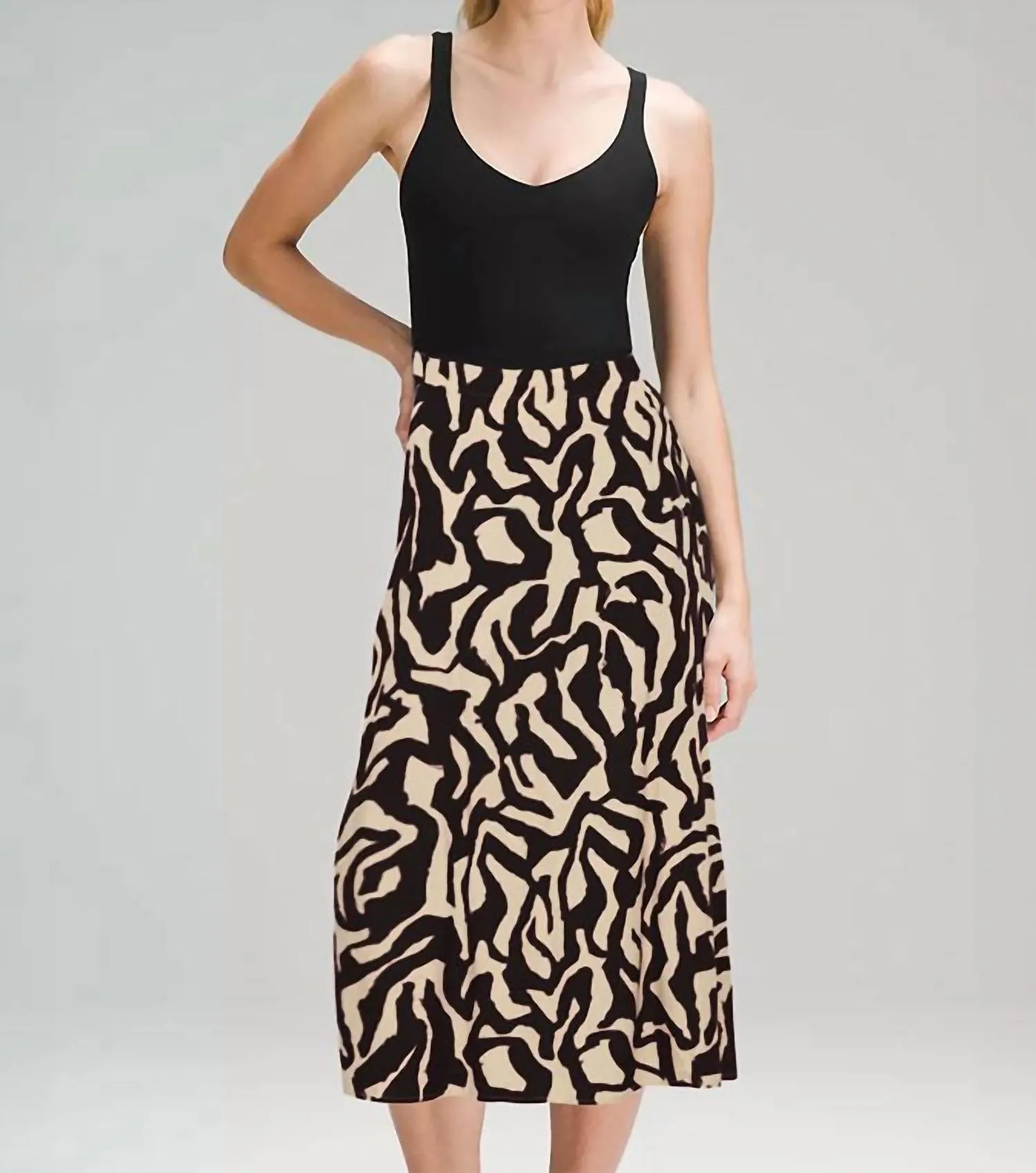 Josa Graphic Midi Skirt In Black Multi