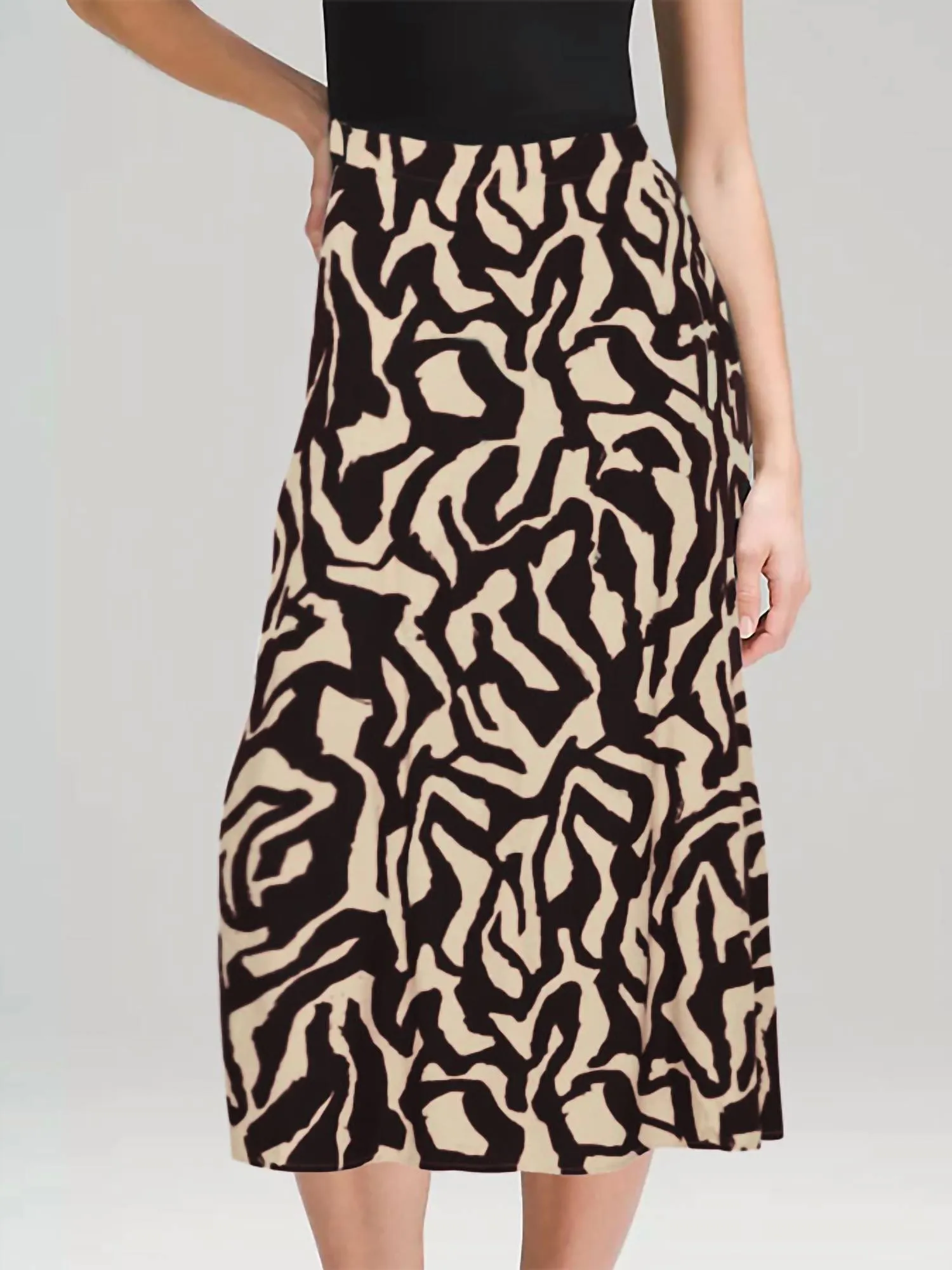 Josa Graphic Midi Skirt In Black Multi