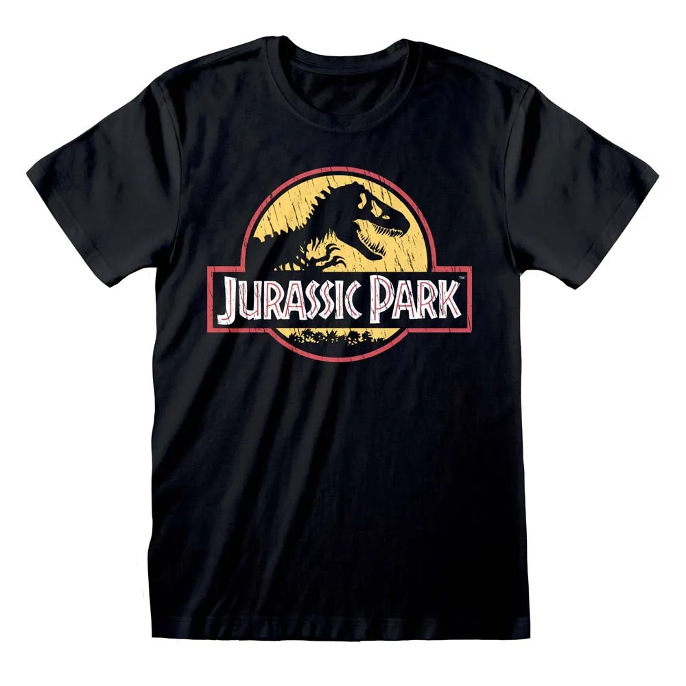 Jurassic Park Original Logo Distressed T-Shirt dad bod shirts discount