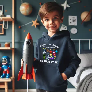 Just A Boy Who Loves Space Hoodie boys fashion clearance