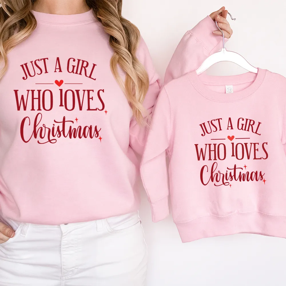 Just A Girl Who Loves Christmas Matching Sweatshirts pregnancy clothes clearance