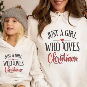 Just A Girl Who Loves Christmas Matching White Hoodies pregnancy clothes clearance