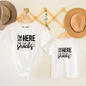 Just Here For The Snacks Mum & Kid Matching T-Shirts pregnancy clothes clearance
