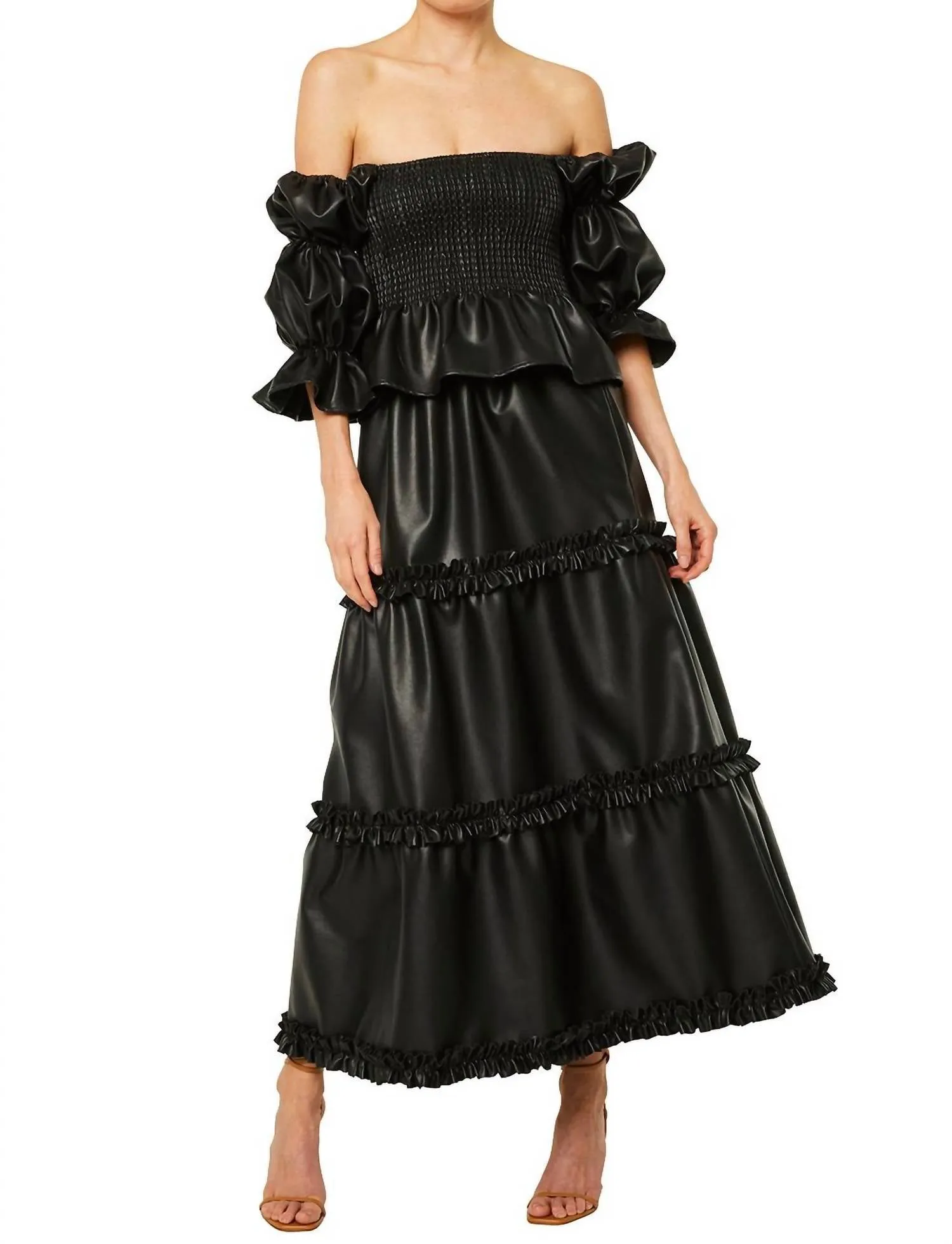 Kelis Skirt In Obsidian Vegan Leather