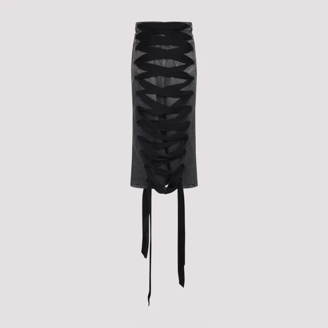 Lace Up Dark Grey Mini Skirt