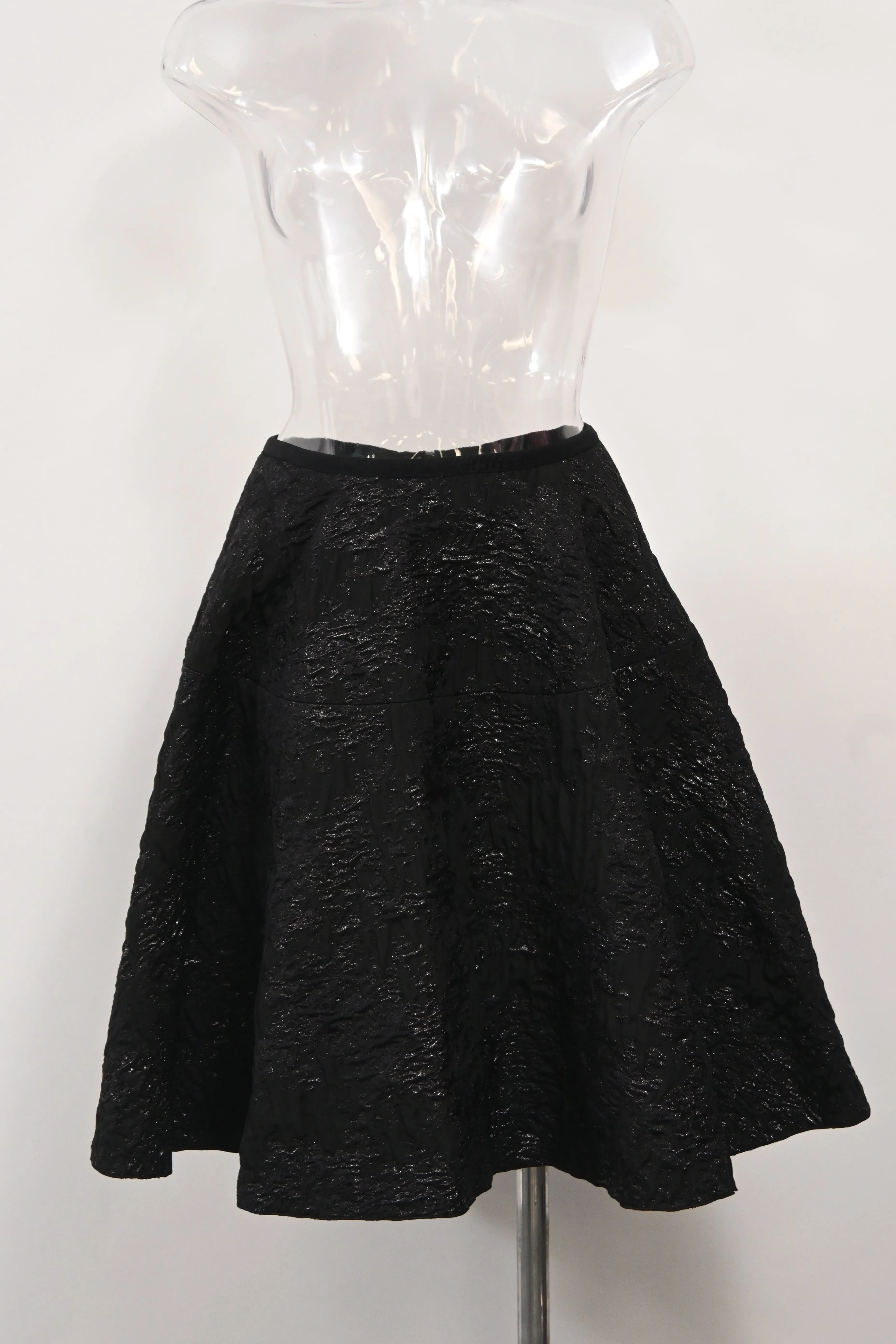 Lanvin A-Line Jacquard Skirt in Black Polyester