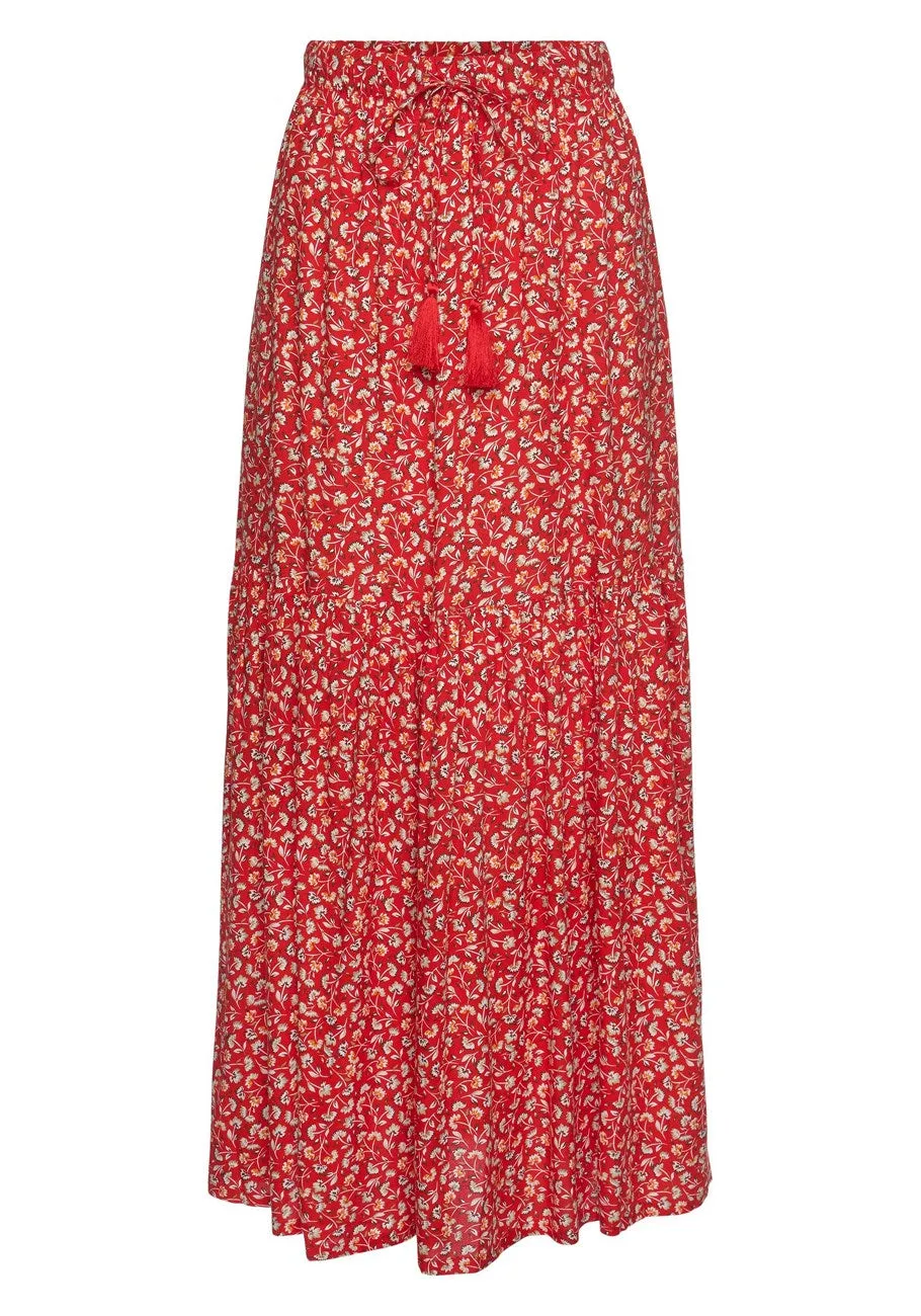 LASCANA Women's Floral Pattern Maxi Skirt