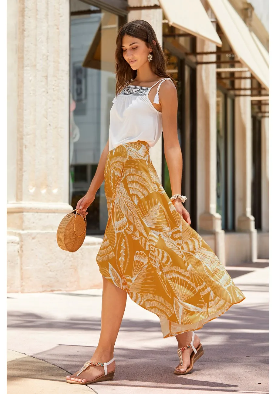 LASCANA Women's Flowy Patterned Maxi Skirt