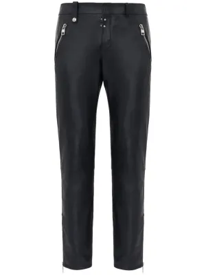 Leather Cropped Slim-Fit Trousers cheap bottoms online shop