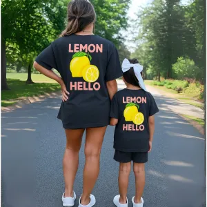 Lemon Hello Mum & Kid Matching T-Shirts Charcoal pregnancy jeans best price