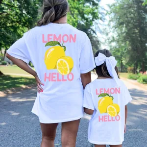 Lemon Hello Mum & Kid Matching T-Shirts White girls jeans best deals