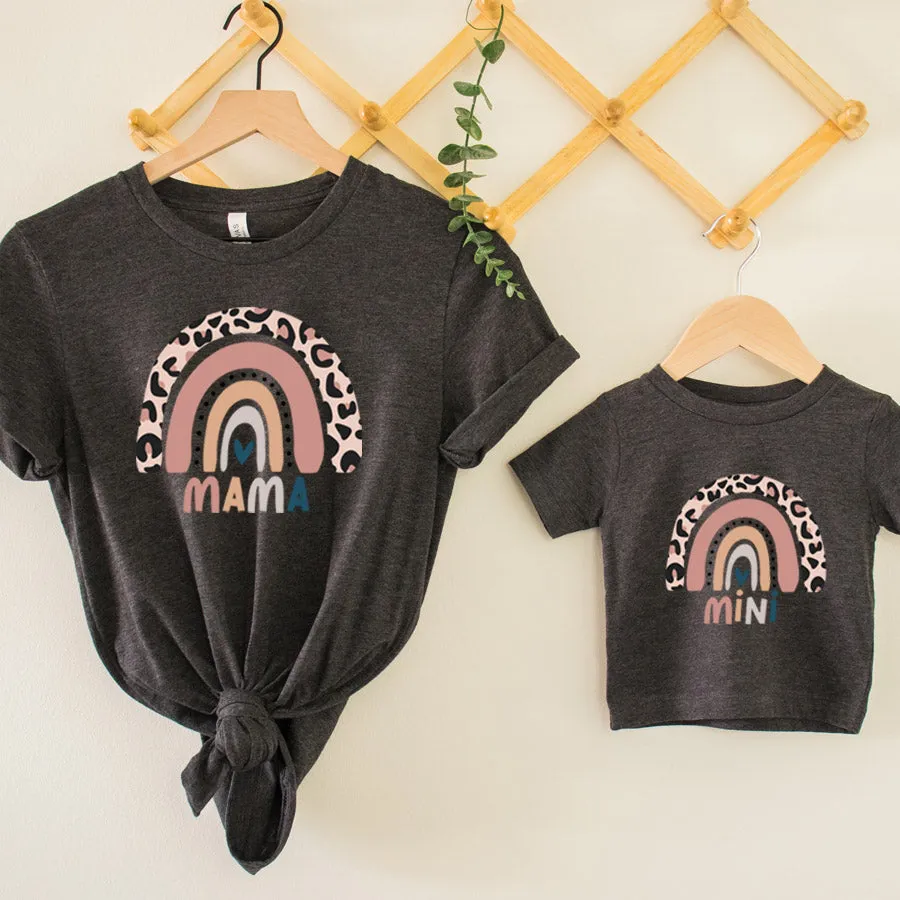 Leopard Rainbow Mama & Mini Charcoal Heather T-Shirts nursing tops best deals
