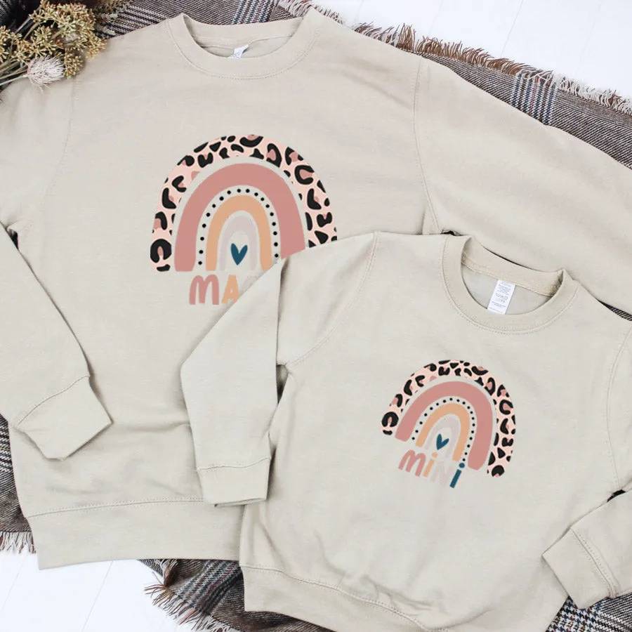 Leopard Rainbow Mama & Mini Leopard Desert Sand Sweatshirts discount mum dresses