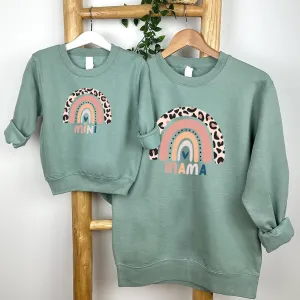 Leopard Rainbow Mama & Mini Leopard Dusty Green Sweatshirts nursing tops best deals