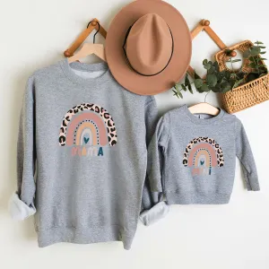 Leopard Rainbow Mama & Mini Leopard Heather Grey Sweatshirts discount mum dresses