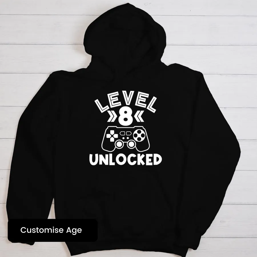 Level Unlocked Personalised Gaming Birthday Hoodie girls clothes cheap