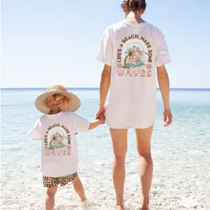 Lifes A Beach & Making Waves Back Logo Matching T-Shirts nursing tops best deals