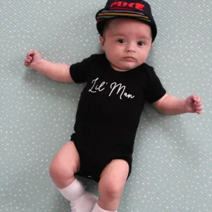 Lil' Man Script Black Bodysuit cheap baby clothes online