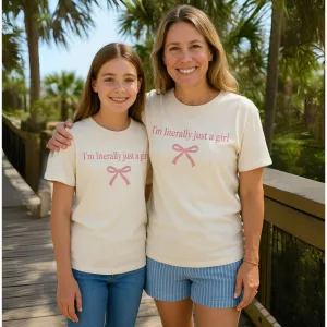 (Literally) Just A Girl Coquette Matching Tees White discount mum dresses