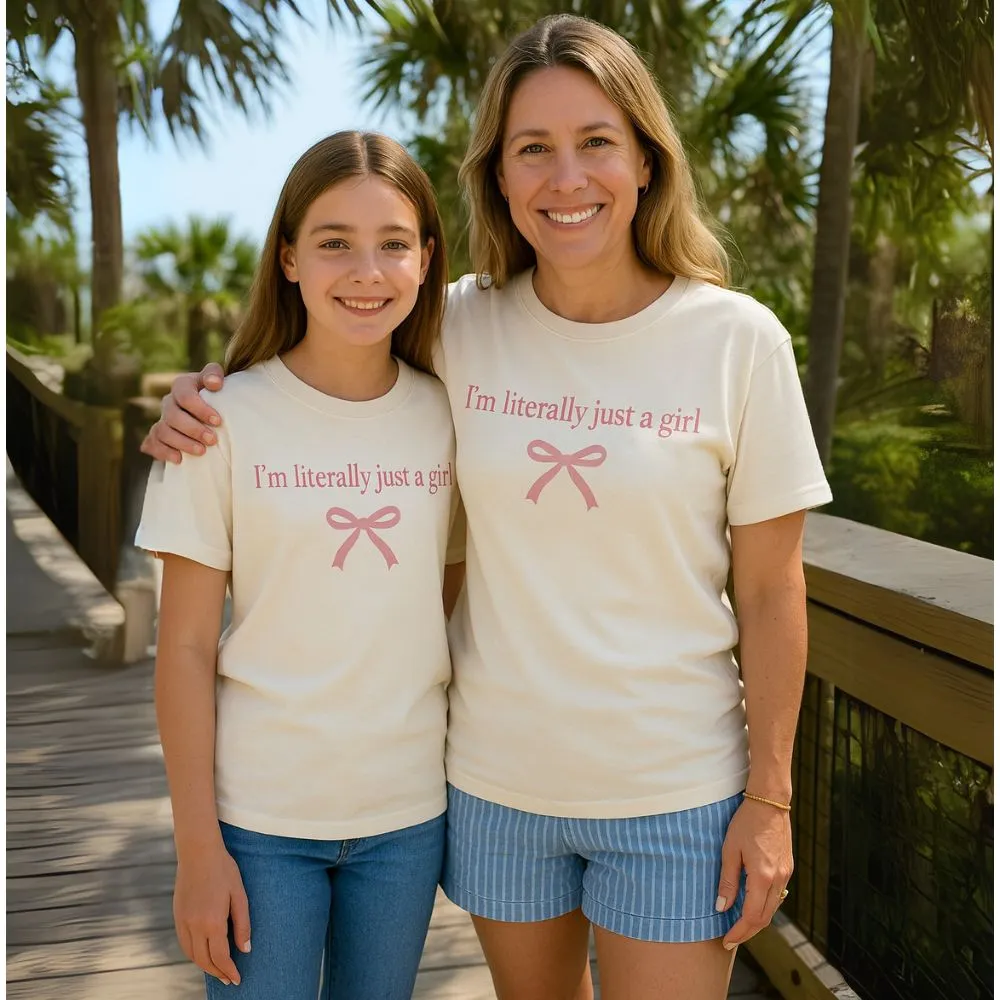 (Literally) Just A Girl Coquette Matching Tees White discount mum dresses