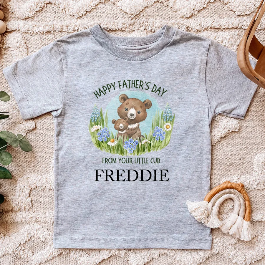 Little Cub- Personalised Name Fathers Day T-Shirt girls jeans best deals