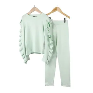 Little Luxe LDN Ruffle Frill Co-Ord Set- Mint discount girls tops