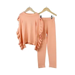 Little Luxe LDN Ruffle Frill Co-Ord Set- Orange discount girls tops