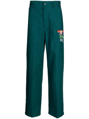Logo-Embroidered Straight-Leg Trousers cheap bottoms online shop