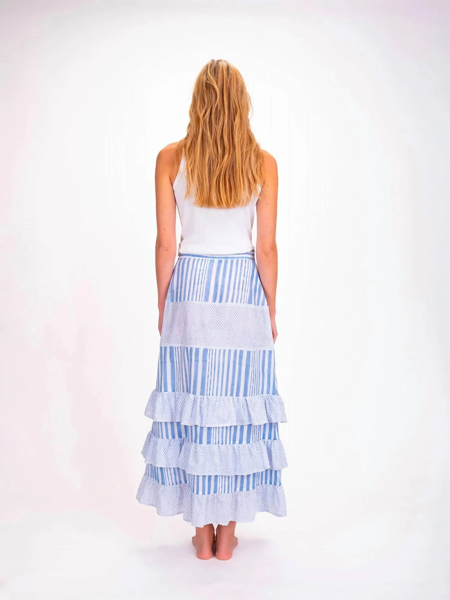 Long Striped Shiva Skirt In Blue