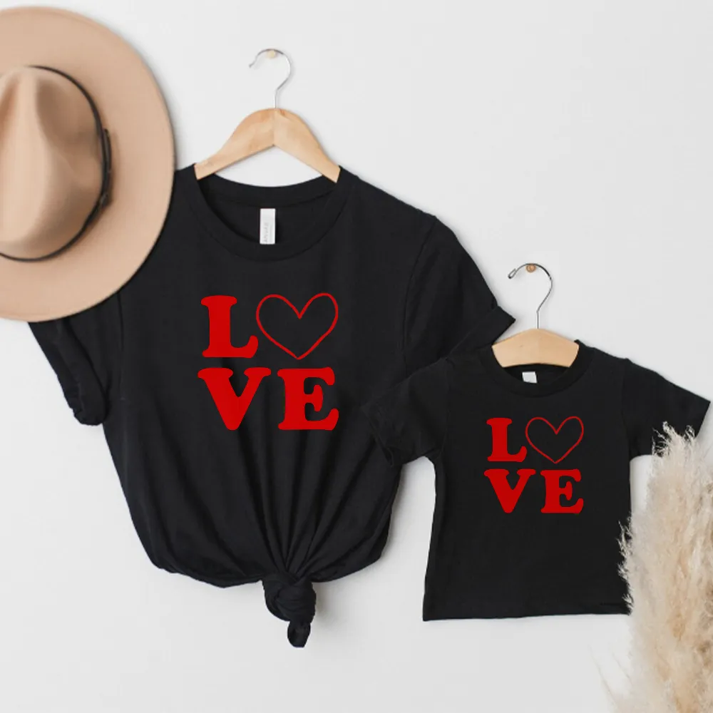 Love Stack Matching Black T-Shirts (MRK X) pregnancy clothes clearance