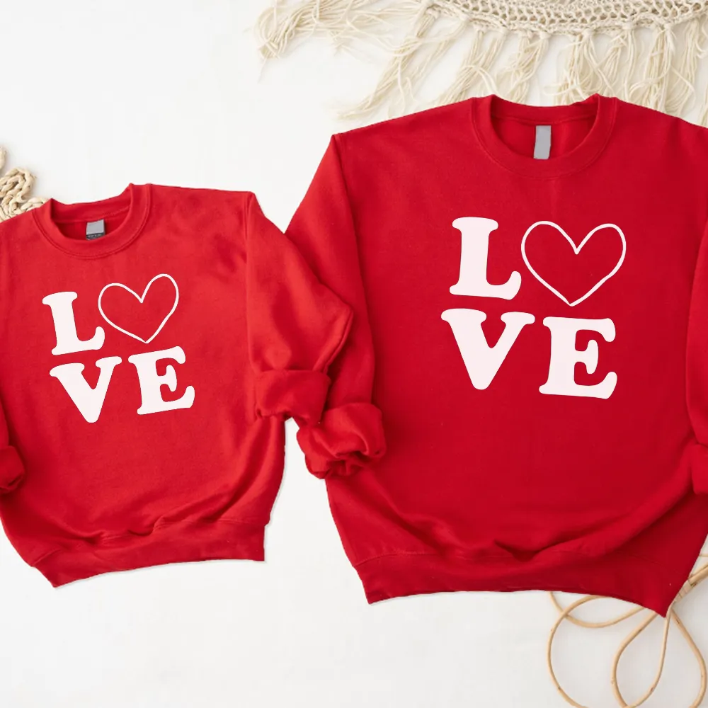 Love Stack Matching Red Sweatshirts (MRK X) pregnancy clothes clearance