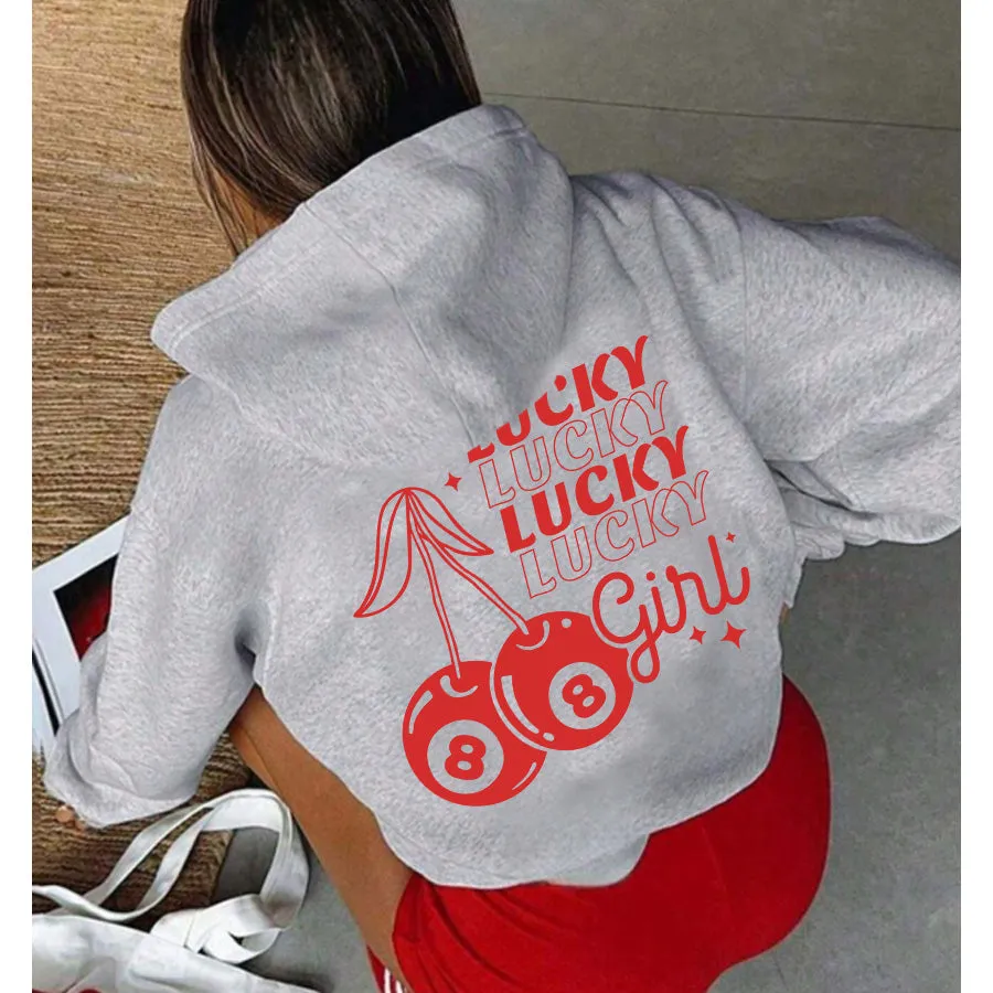 Lucky Cherries Back Logo Hoodie postpartum clothes sale