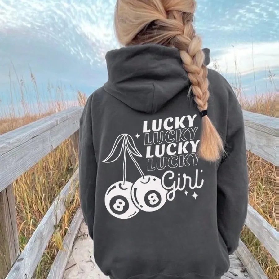 Lucky Cherries Back Logo Hoodie postpartum clothes sale