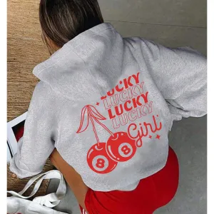 Lucky Cherries Back Logo Hoodie postpartum clothes sale