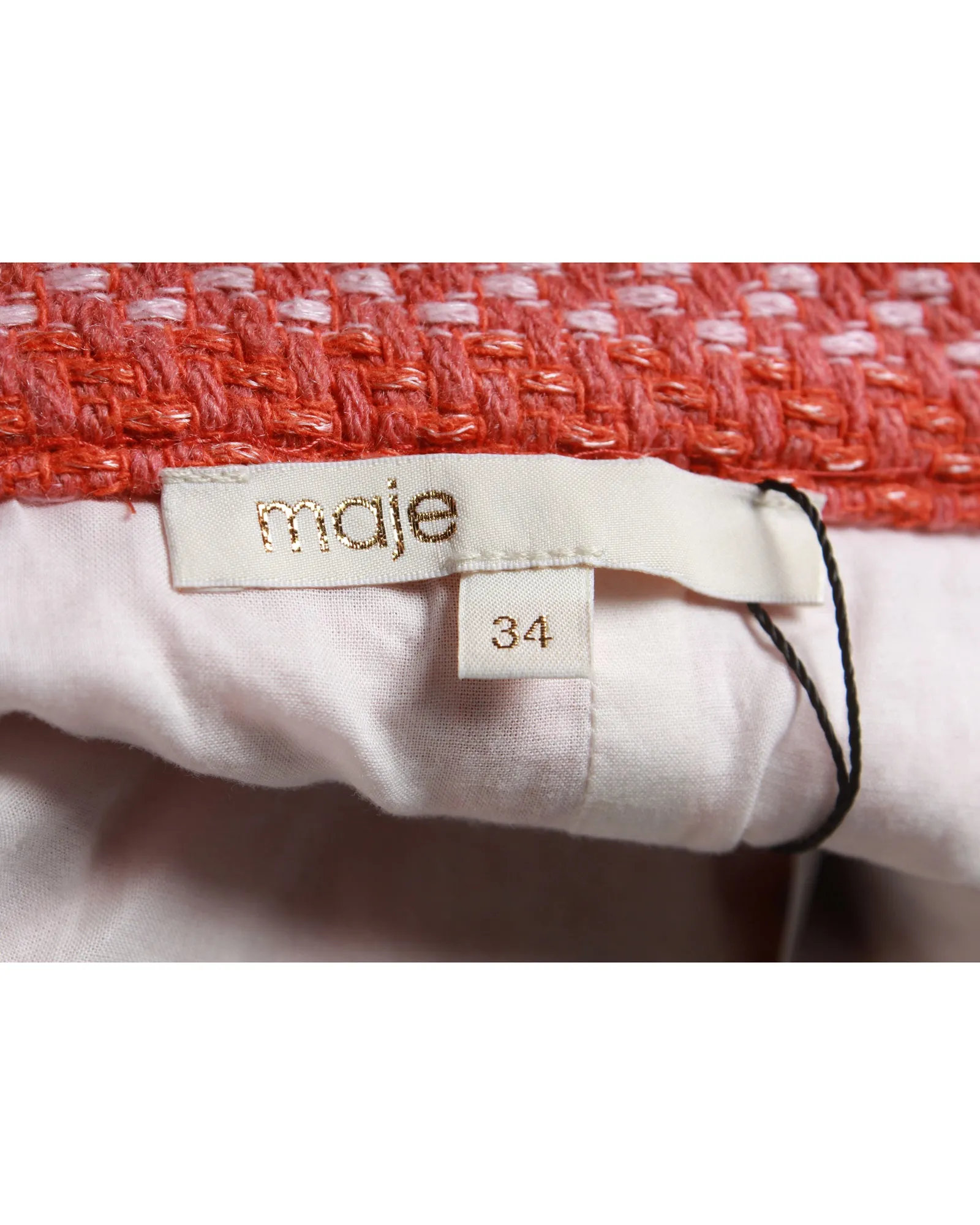 Maje Button-Front A-Line Skirt in Orange Acrylic
