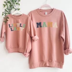 Mama & Little Lady Multi Block Matching Dusty Pink Sweatshirts nursing tops best deals