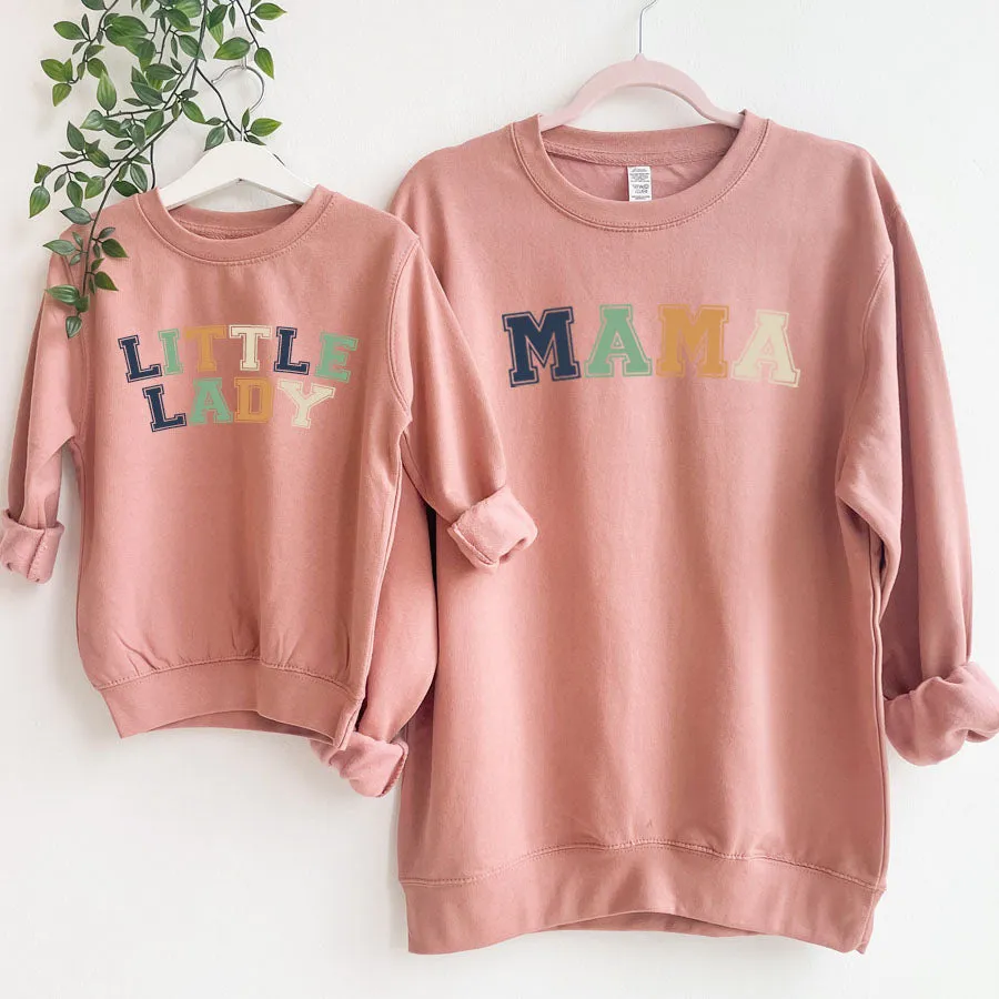 Mama & Little Lady Multi Block Matching Dusty Pink Sweatshirts nursing tops best deals