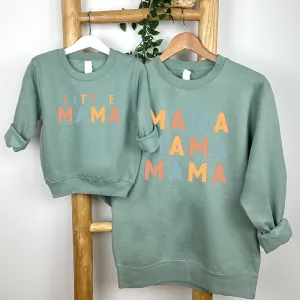 Mama & Little Mama Joy Matching Dusty Green Sweatshirts nursing tops best deals