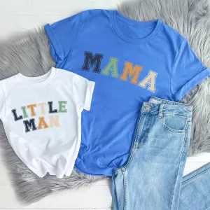 Mama & Little Man Multi Block Matching Columbia Blue T-Shirts discount mum dresses