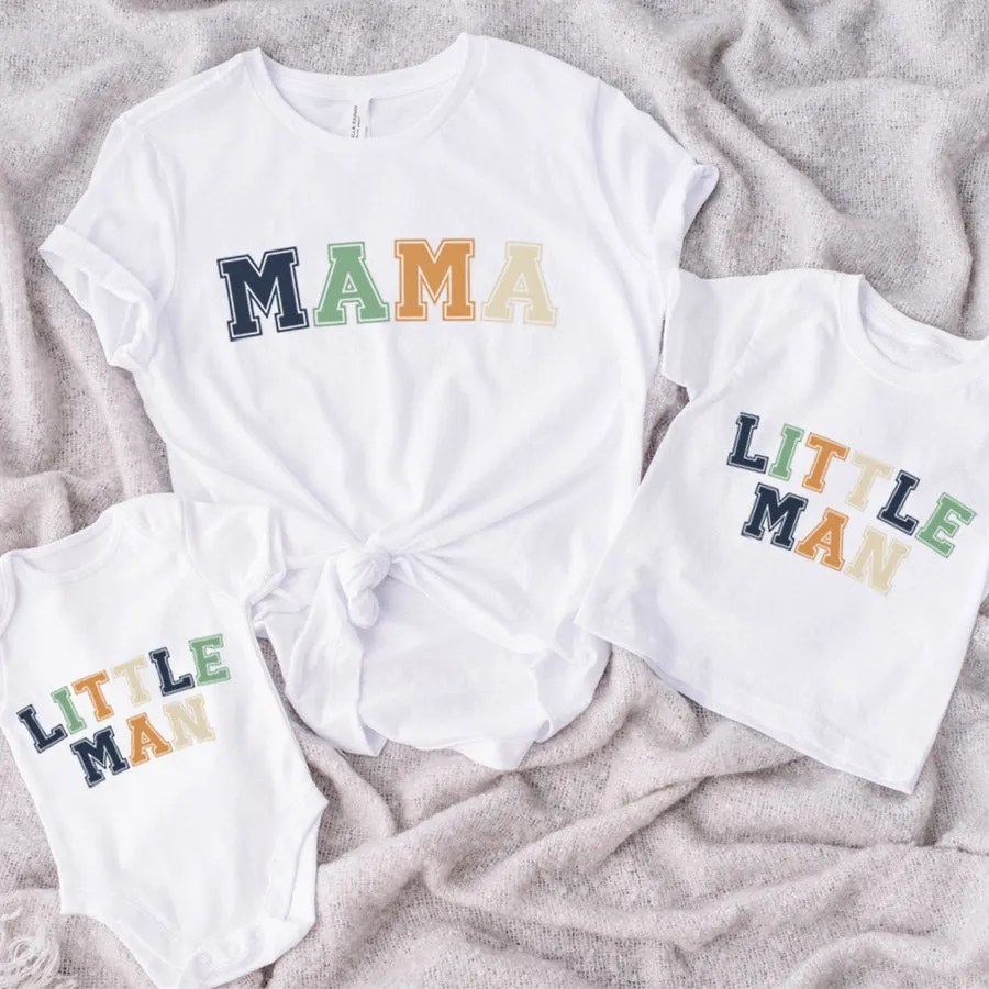 Mama & Little Man Multi Block Matching T-Shirt/Baby Vests discount mum dresses