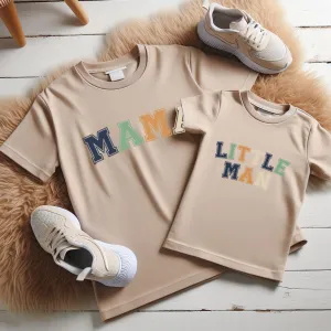 Mama & Little Man Multi Block Matching T-Shirts- Natural Raw mum blouses clearance