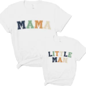 Mama & Little Man Multi Block Matching T-Shirts White discount mum dresses